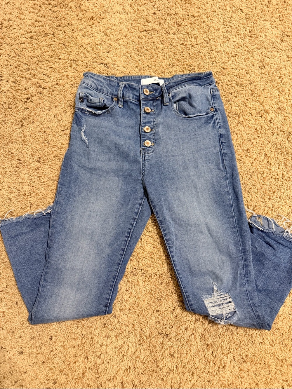 Kancan Distressed Button-Fly Jeans